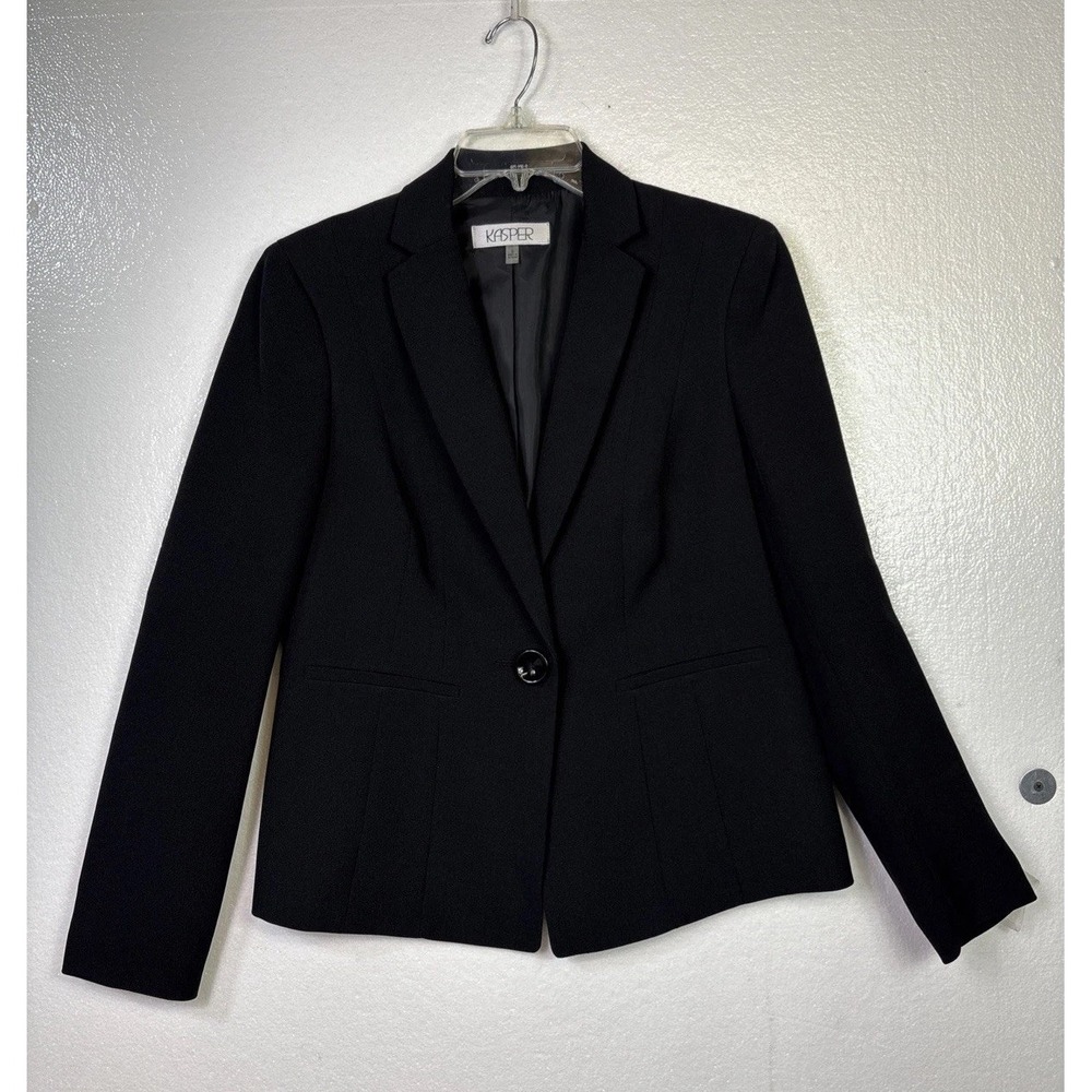 Kasper‎ Dress Jacket Womens Sz 6 Black Blazer Button up Career Church Office